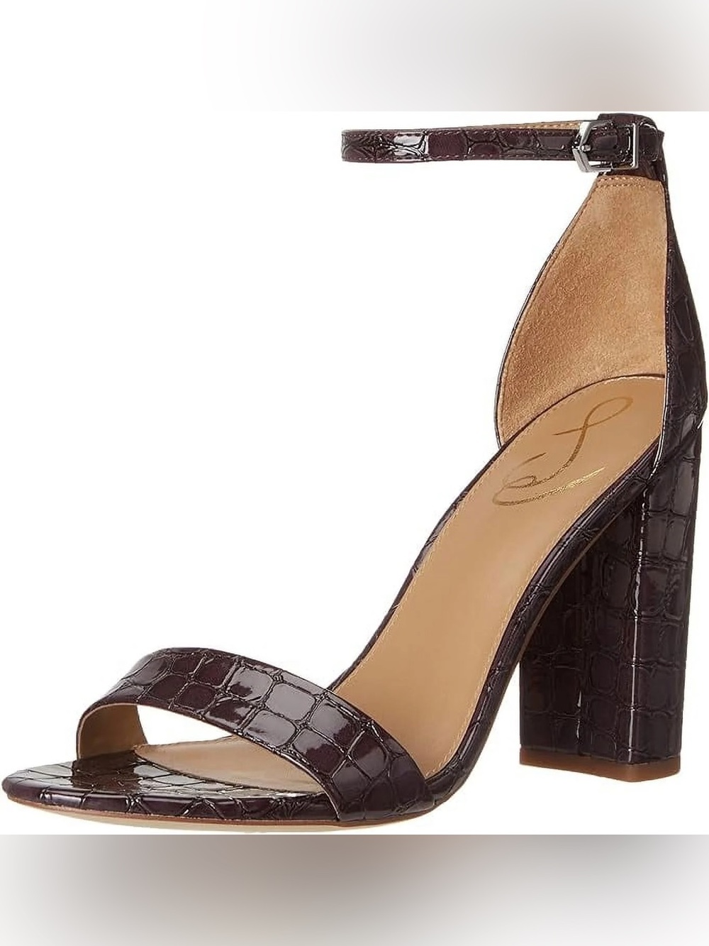 Sam Edelman Yaro Eggplant Purple Ankle Strap Open Toe High Heeled Sandals 5.5